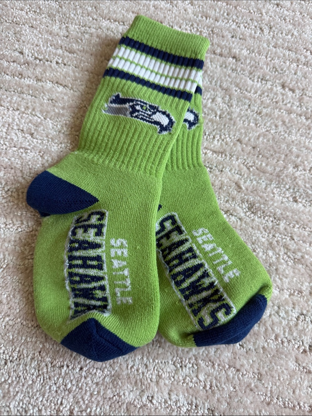 Seattle Seahawks Kids Crew Socks - Lime Green & Navy